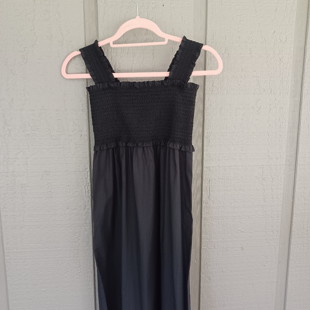 Rails Rumi Midi Dress Size XS Women Smocked Bodice Square Neck Sleeveless Black - Picture 3 of 12